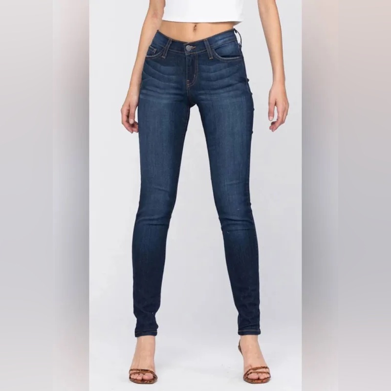 Judy Blue Women's Dark Blue Handsand Rayon Skinny Jeans